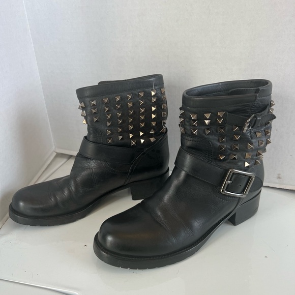 Valentino Garavani rockstud moto engineer ankle boots black stud - Picture 5 of 14